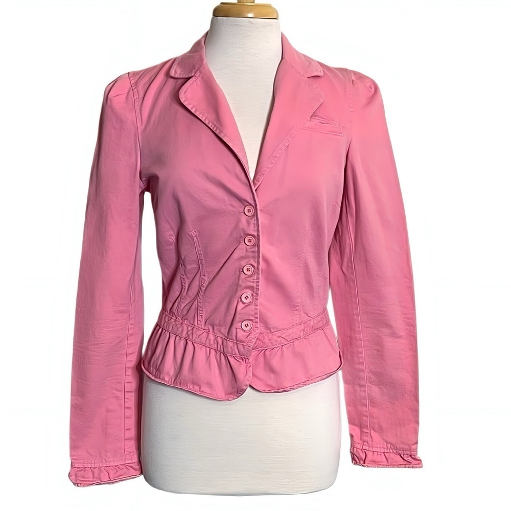 Vintage Juicy Couture Pink Peplum Blazer Jacket L Y2K Charmed Rose McGowan USA